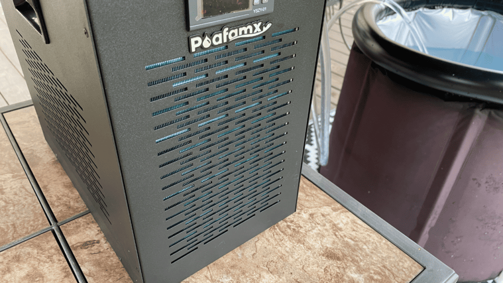 image of the poafamx aquarium 1/10hp water chiller for ice bath